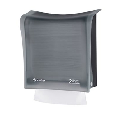 Dispenser Plástico Fumê p/ papel toalha interfolha 2 e 3 dobras ref.DTI20 Santher