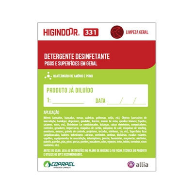Adesivo Higindoor 331 s/ fragrância p/ produto diluído 10cm x 08cm
