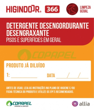 Adesivo Higindoor 366 p/ produto diluído 07cm x 06cm
