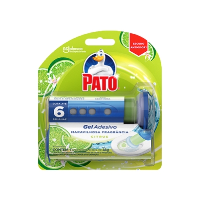Odorização Aparelho + 6 Refis Odorizadores Gel Adesivo p/ sanitário Pato Citrus