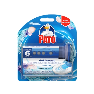 Odorização Aparelho + 6 Refis Odorizadores Gel Adesivo p/ sanitário Pato Marine