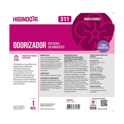 Odorização Higindoor 311 Pastilha Odorizadora Floral Encantado p/ ambientes 1RF