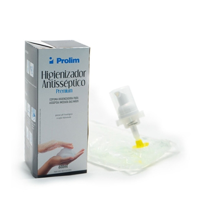 Refil Higienizador Antisséptico Espuma p/ mãos s/ enxágue s/ fragr. Bag 600ml Premium Prolim