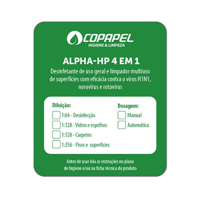 X Adesivo Diversey Alpha HP 4 em 1 p/ produto diluído 07cm x 06cm
