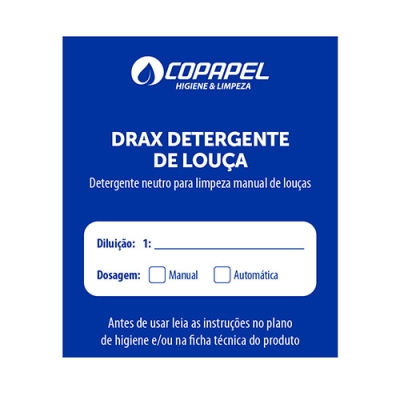 X Adesivo Diversey Drax Detergente p/ louças p/ produto diluído 07cm x 06cm