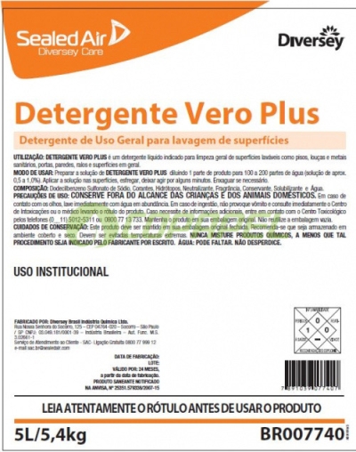 X Limpeza Geral Vero Plus Detergente Neutro Hiper Concentrado p/ superfícies em geral 5L