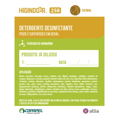 Adesivo Higindoor 258 p/ produto diluído 10cm x 08cm