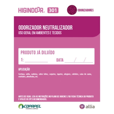 Adesivo Higindoor 301 p/ produto diluído 10cm x 08cm