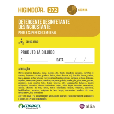 Adesivo Higindoor 272 p/ produto diluído 10cm x 08cm