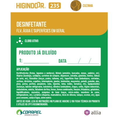 Adesivo Higindoor 235 p/ produto diluído 10cm x 08cm
