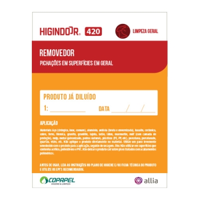 Adesivo Higindoor 420 p/ produto diluído 07cm x 06cm