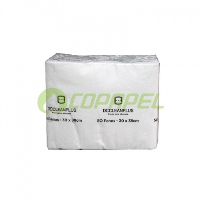 Pano Não tecido branco DC Clean Plus 80g/m² 30cm x 34cm pacote c/ 50 un Ref. 142879