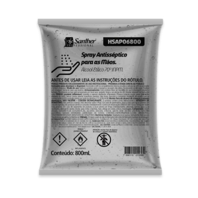 Refil Álcool Spray p/ Mãos Bag 800ml HSAP06800